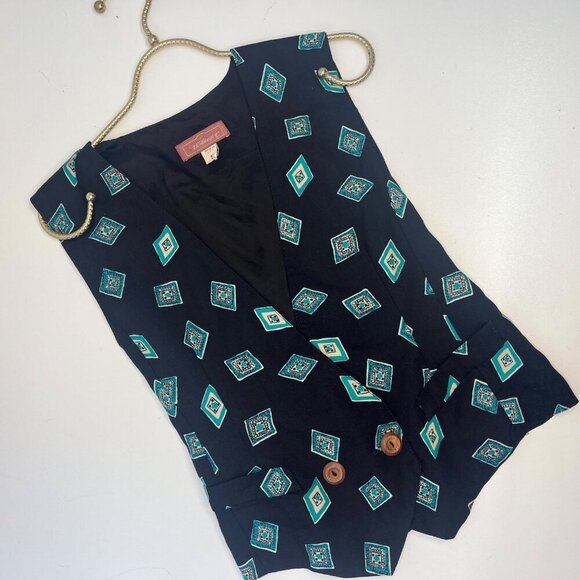 Worthington Vest Vintage 80s 90s Ladies Size Small Geometric Print USA Made - Picture 3 of 5